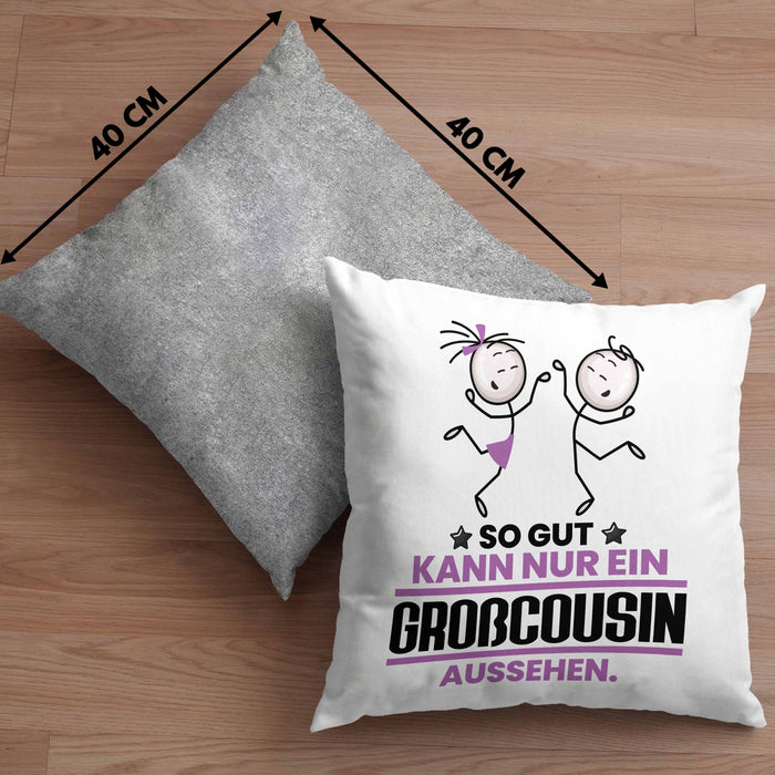 Großcousin Geschenk Kissen mit Füllung 40x40 So Gut Kann Nur Ein Großcousin Aussehen Geschenkidee (Grau) Grau Trendation