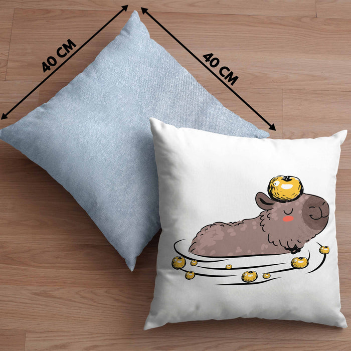 Kissen mit Füllung 40x40 mit Capybara-Motiv Geschenk für Capybara Liebhaber (Grau) Blau Trendation