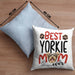 Yorkie Mom Besitzerin Kissen mit Füllung 40x40 Geschenk Lustiger Spruch Geschenkidee Besitzerin Yorkie Mama (Grau) Blau Trendation