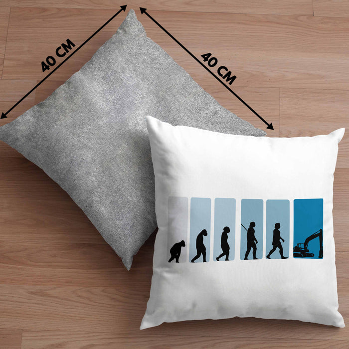 Bagger Lustige Geschenkidee für Baggerfahrer Kissen mit Füllung 40x40 Evolution-Motiv Baustelle (Grau) Grau Trendation