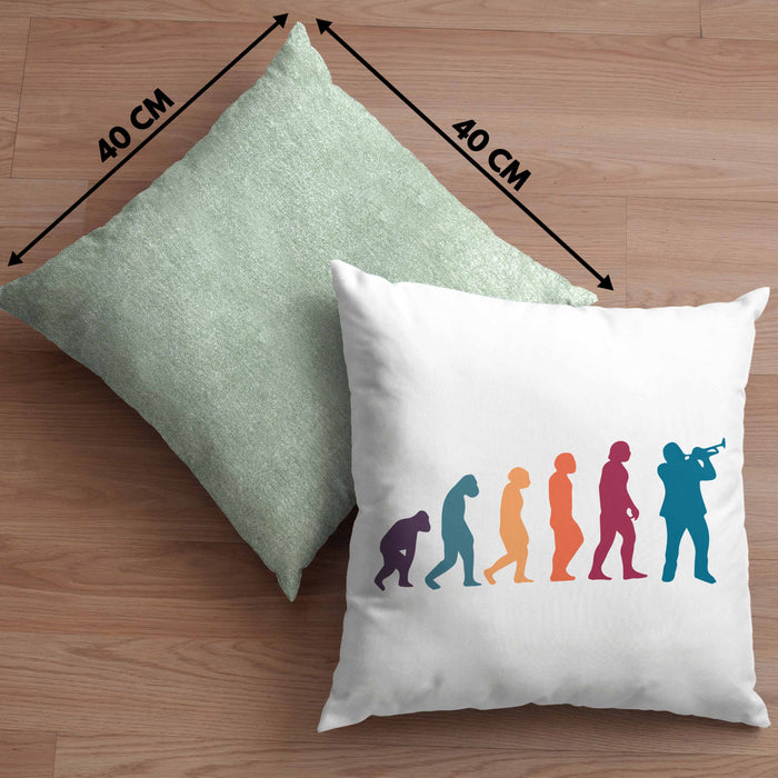 Posaunist Kissen mit Füllung 40x40 Geschenk Evolution Posaune Kaffee Geschenkidee Lustig (Grau) Grün Trendation