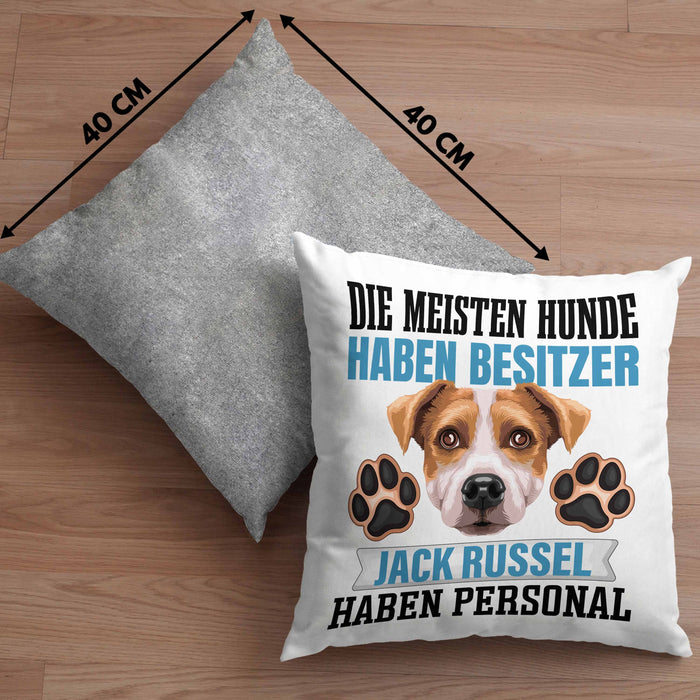 Jack Russell Besitzer Kissen mit Füllung 40x40 Geschenk Lustiger Spruch Geschenkidee Besitzerin Jack Russell Haben Personal (Grau) Grau Trendation