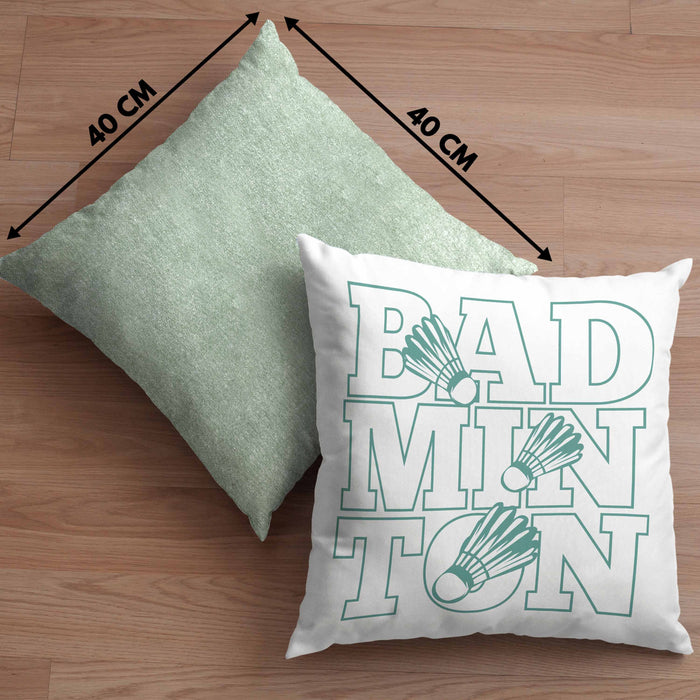 Lustige Badminton Kissen mit Füllung 40x40 Geschenk für Badmintonspieler Badminton Lehrer Coach Trainer Geschenkidee (Grau) Grün Trendation