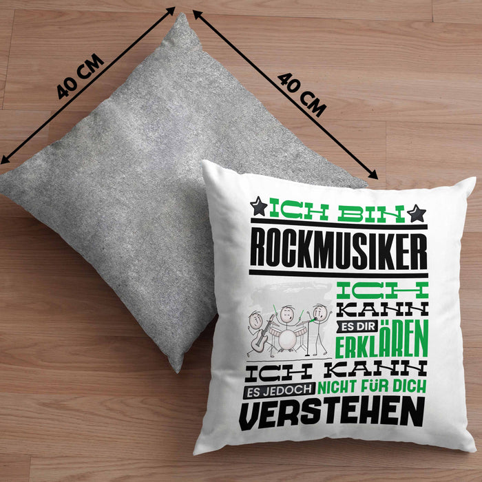 Rockmusiker Geschenk Kissen mit Füllung 40x40 Geschenkidee für Rockmusiker Geburtstag Lustig Ich Bin Rockmusiker Ich Kann Es Dir Erklären Aber Nicht Für Dich Verstehen (Grau) Grau Trendation