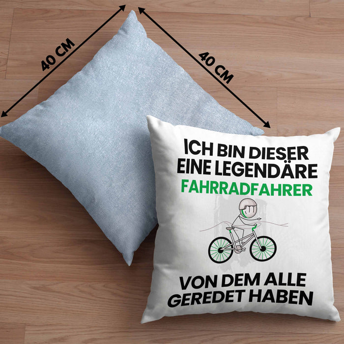 Radfahrer Geschenk Kissen mit Füllung 40x40 Lustige Geschenkidee Geburtstag für Radfahrer Ich Bin Dieser Legendäre Radfahrer Von Dem Alle Geredet Haben (Grau) Blau Trendation