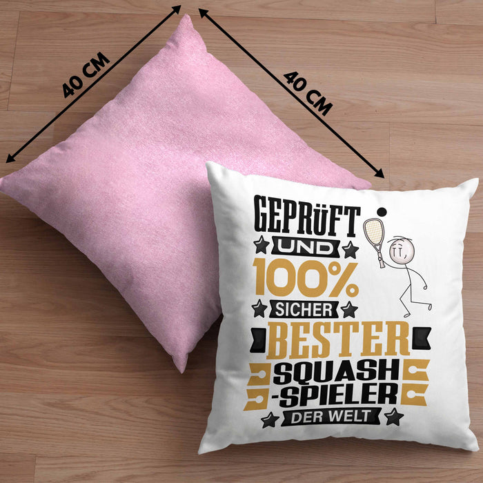 Squash-Spieler Geschenk Lustiger Spruch für Squash-Spieler Geschenkidee Bester Squash-Spieler Der WeltKissen mit Füllung 40x40 (Grau) Rosa Trendation