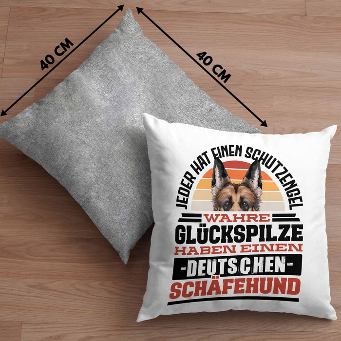 Deutscher Schäferhund Kissen mit Füllung 40x40 Geschenkidee Schäferhund Besitzer Schutzengel (Grau) Grau Trendation