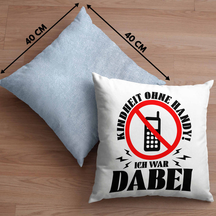 Lustige Kissen mit Füllung 40x40 Geschenk für Nostalgiker Kindheit ohne Handy Ich War dabei (Grau) Blau Trendation