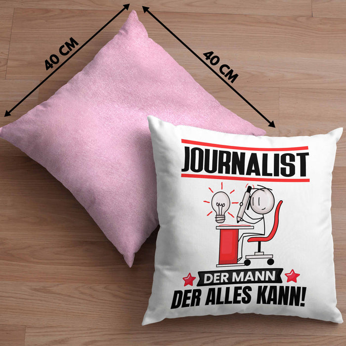 Journalist Kissen mit Füllung 40x40 Geschenk für Journalist Der Mann Der Alles Kann Geschenkidee zum Geburtstag (Grau) Rosa Trendation