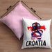 Croatia Kissen mit Füllung 40x40 Geschenk für Kroatische Frau Heimat Kroatien Geschenkidee (Grau) Rosa Trendation