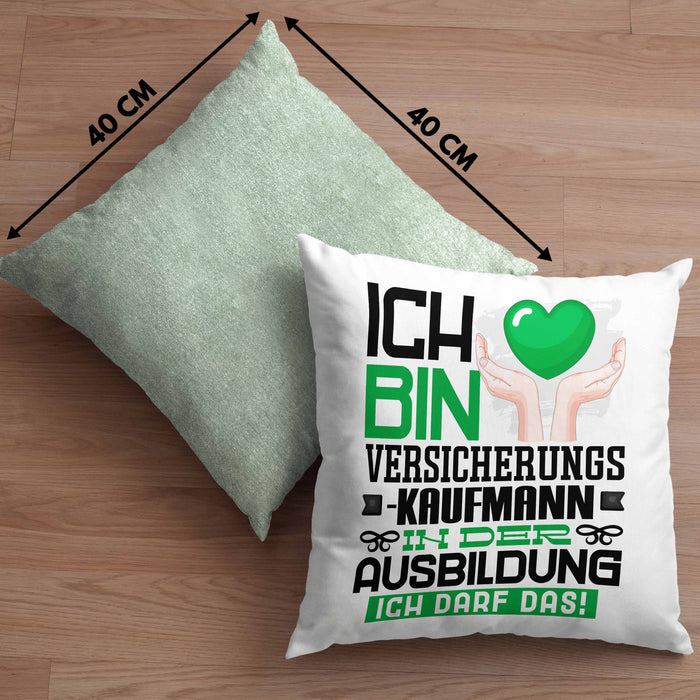 Versicherungskaufmann Ausbildung Kissen mit Füllung 40x40 Geschenk Ich Bin Versicherungskaufmann In Der Ausbildung Ich Darf Das Geschenkidee Spruch (Grau) Grün Trendation