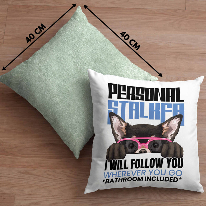 Chihuahua Besitzerin Kissen mit Füllung 40x40 Geschenk Lustiger Spruch Geschenkidee Personal Stalker (Grau) Grün Trendation