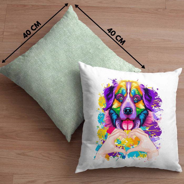 Berner Sennen Besitzer Farbe Love Kissen mit Füllung 40x40 Geschenk Lustiger Spruch Geschenkidee Berner Sennen Besitzerin (Grau) Grün Trendation