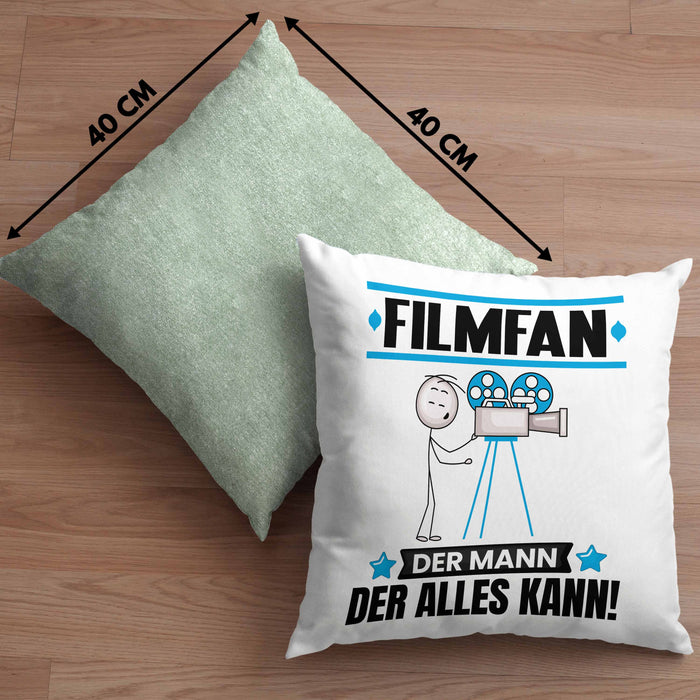 Filmfan Kissen mit Füllung 40x40 Geschenk für Filmfan Der Mann Der Alles Kann Geschenkidee zum Geburtstag (Grau) Grün Trendation
