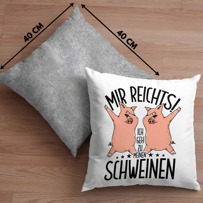 Lustige Kissen mit Füllung 40x40 Geschenk für Schweine-Bauer Geschenkidee Spruch (Grau) Grau Trendation