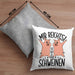 Lustige Kissen mit Füllung 40x40 Geschenk für Schweine-Bauer Geschenkidee Spruch (Grau) Grau Trendation