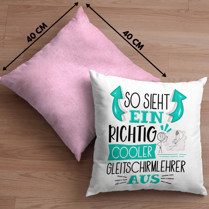 So Sieht Ein Richtig Cooler Gleitschirmlehrer Aus Kissen mit Füllung 40x40 Geschenk für Gleitschirmlehrer Geburtstag Geschenkdiee (Grau) Rosa Trendation