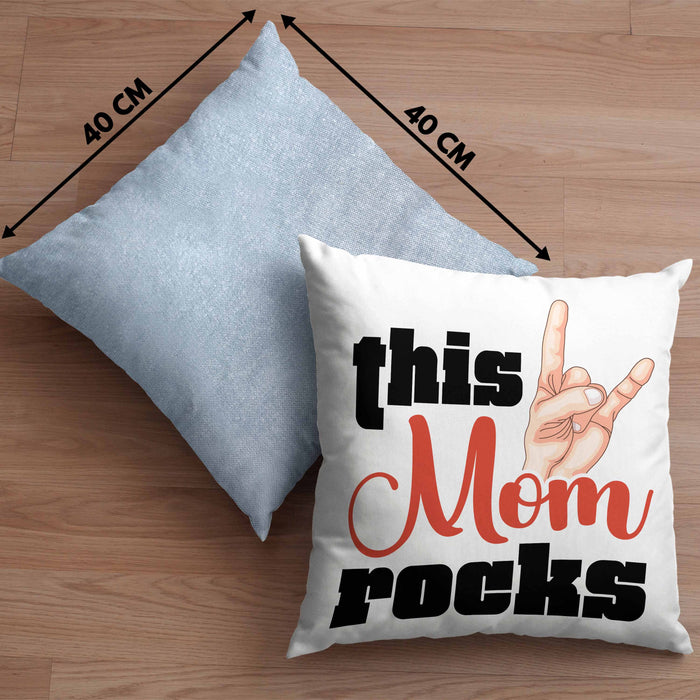 This Mom Rocks Lustige Kissen mit Füllung 40x40 Mama Rockn Roll Geschenkidee (Grau) Blau Trendation