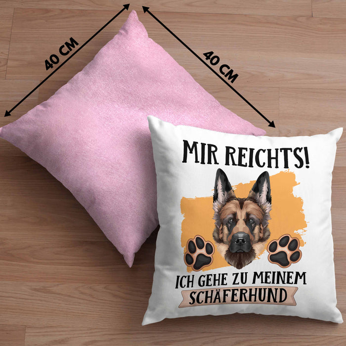 Schäferhund Besitzer Kissen mit Füllung 40x40 Geschenk Lustiger Spruch Geschenkidee Mir Reichts Ich Geh Zu Meinem Schäferhund (Grau) Rosa Trendation