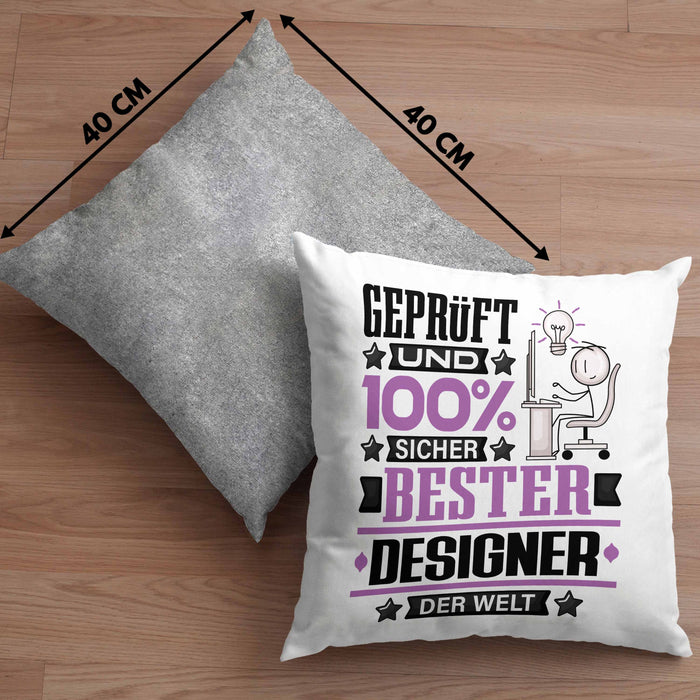 Designer Geschenk Lustiger Spruch für Designer Geschenkidee Bester Designer Der WeltKissen mit Füllung 40x40 (Grau) Grau Trendation