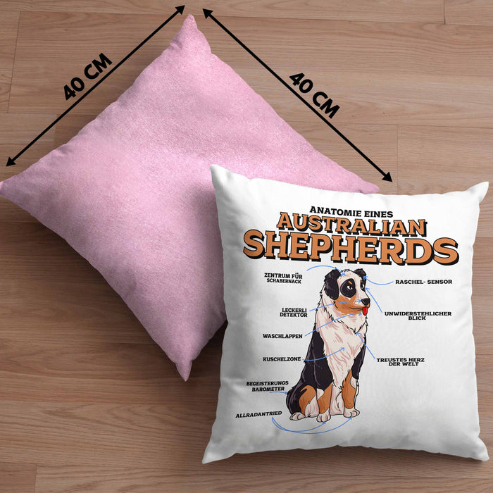 Lustige Kissen mit Füllung 40x40 für Australian Shepherd Liebhaber Geschenkidee (Grau) Rosa Trendation