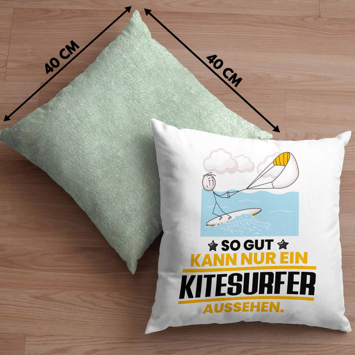 Kitesurfer Geschenk Kissen mit Füllung 40x40 So Gut Kann Nur Ein Kitesurfer Aussehen Geschenkidee (Grau) Grün Trendation