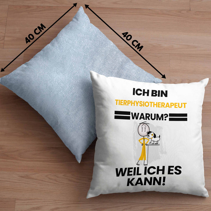 Tierphysiotherapeut Geschenk Kissen mit Füllung 40x40 Lustiger Spruch Ich Bin Tierphysiotherapeut Warum Weil Ich Es Kann Geschenkidee Bester Tierphysiotherapeut Geburtstag (Grau) Blau Trendation