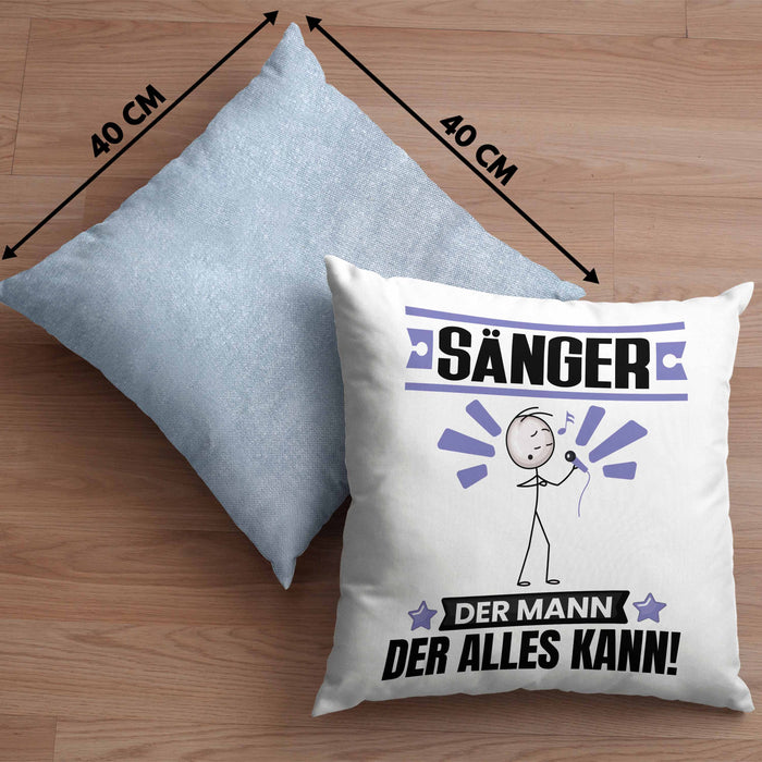 Sänger Kissen mit Füllung 40x40 Geschenk für Sänger Der Mann Der Alles Kann Geschenkidee zum Geburtstag (Grau) Blau Trendation