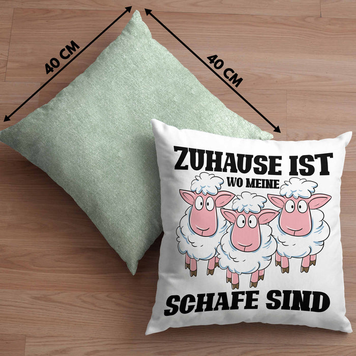 Lustige Kissen mit Füllung 40x40 Schaf Liebhaber Hirte Geschenk zum Geburtstag (Grau) Grün Trendation