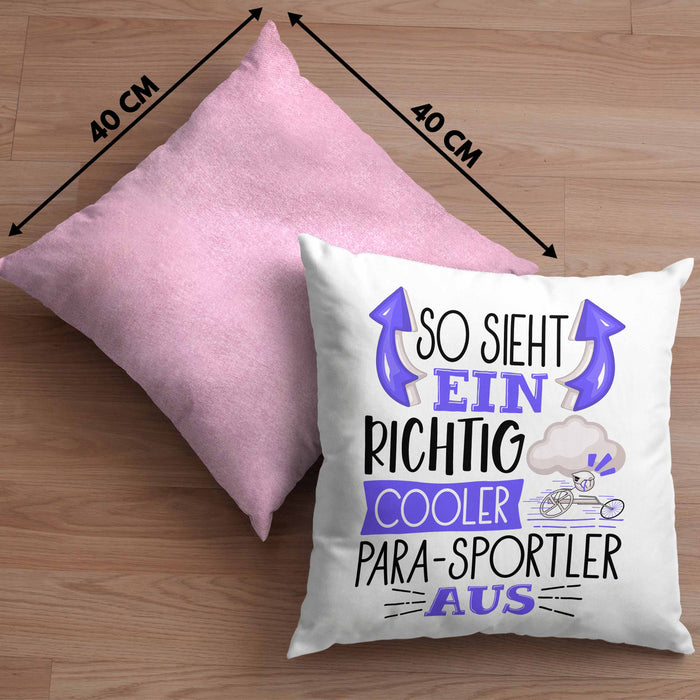 So Sieht Ein Richtig Cooler Para-Sportler Aus Geschenk Kissen mit Füllung 40x40 Lustiger Spruch Geschenkidee (Grau) Rosa Trendation