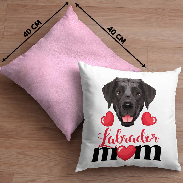 Labrador Besitzer Mom Mama Kissen mit Füllung 40x40 Geschenk Lustiger Spruch Geschenkidee Labrador Besitzerin (Grau) Rosa Trendation