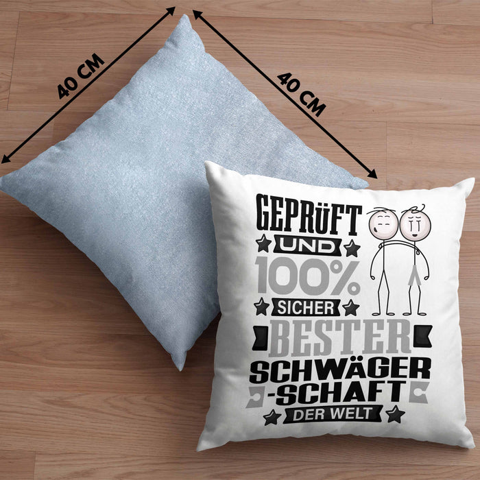 Schwägerschaft Geschenk Lustiger Spruch für Schwägerschaft Geschenkidee Bester Schwägerschaft Der WeltKissen mit Füllung 40x40 (Grau) Blau Trendation