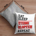 Steinmetz Kissen mit Füllung 40x40 Geschenk Spruch Geschenkidee Eat Sleep Steine Klopfen Repeat (Grau) Grau Trendation