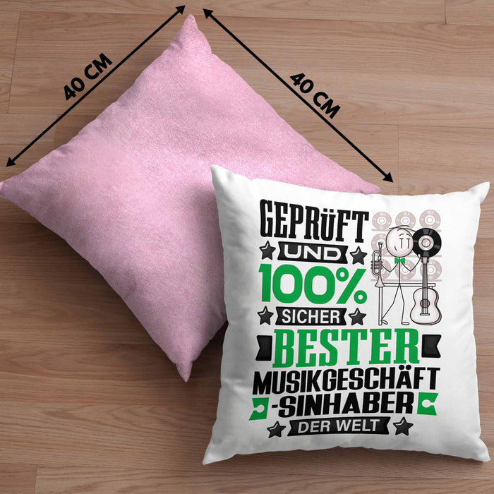 Musikgeschäftsinhaber Geschenk Lustiger Spruch für Musikgeschäftsinhaber Geschenkidee Bester Musikgeschäftsinhaber Der WeltKissen mit Füllung 40x40 (Grau) Rosa Trendation
