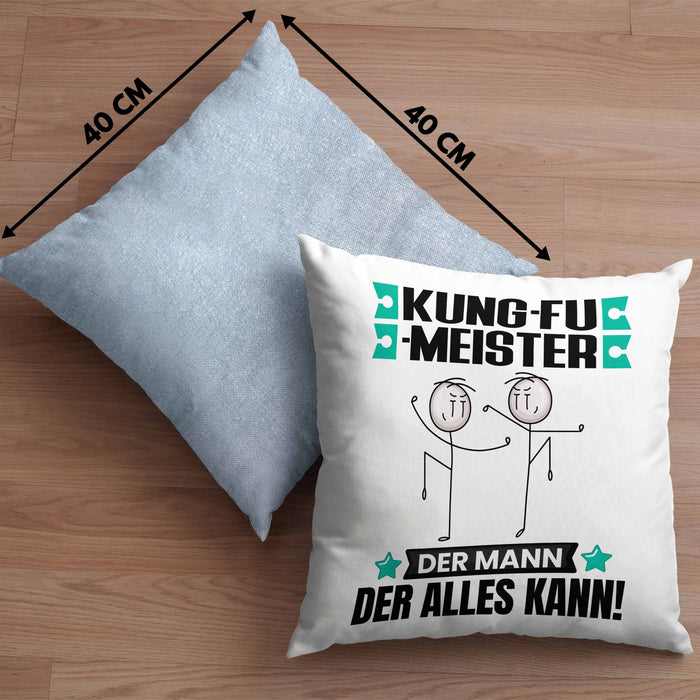 Kung-Fu-Meister Kissen mit Füllung 40x40 Geschenk für Kung-Fu-Meister Der Mann Der Alles Kann Geschenkidee zum Geburtstag (Grau) Blau Trendation