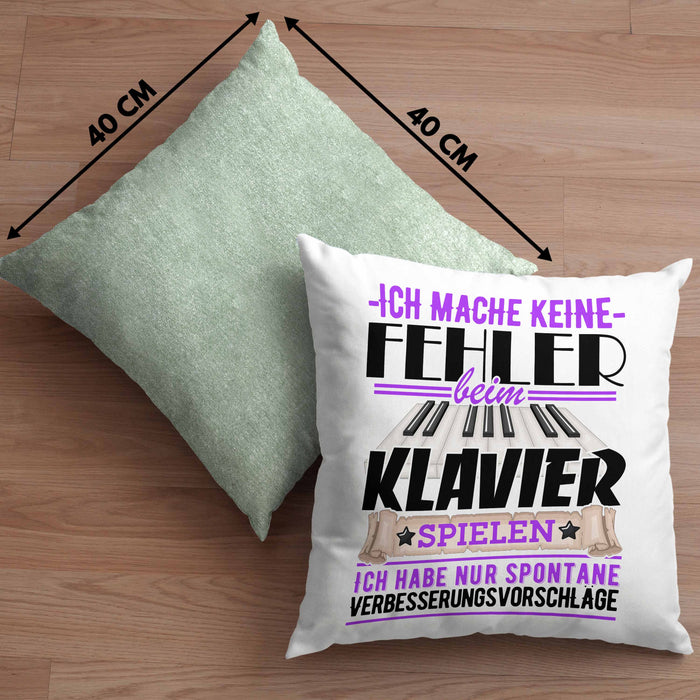 Klavier-Spieler Kissen mit Füllung 40x40 Geschenk Piano Ich Mache Keine Fehler (Grau) Grün Trendation