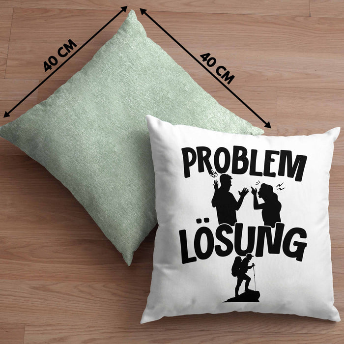 Wandern Kissen mit Füllung 40x40 Geschenk für Wandern Männer Geschenkidee Problem und Lösung Berge Wandern (Grau) Grün Trendation