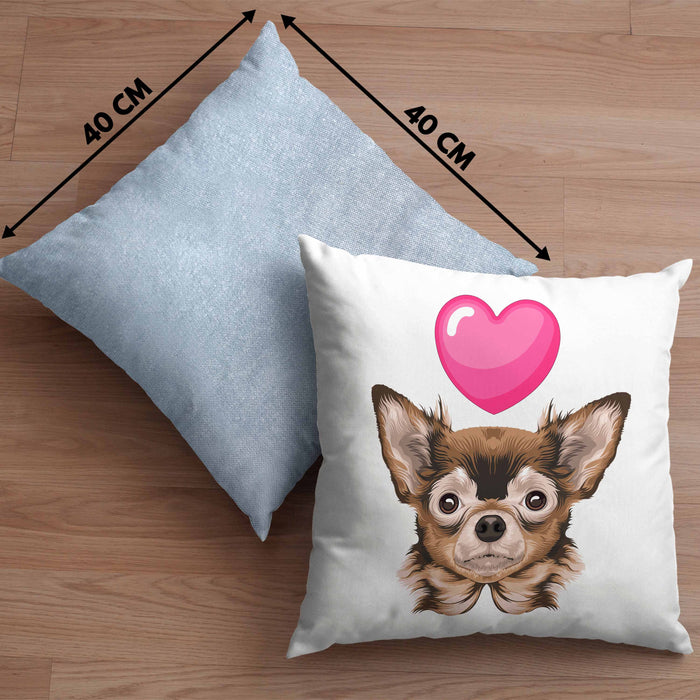 Chihuhahua Besitzer Kissen mit Füllung 40x40 Geschenk Chihuhahua Besitzer Geschenkidee Frauchen Herrchen (Grau) Blau Trendation
