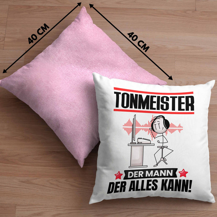 Tonmeister Kissen mit Füllung 40x40 Geschenk für Tonmeister Der Mann Der Alles Kann Geschenkidee zum Geburtstag (Grau) Rosa Trendation