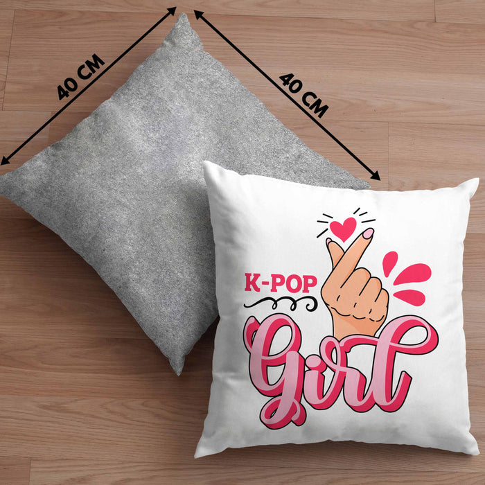 K-Pop Girl Kissen mit Füllung 40x40 Geschenkidee für K-Pop Fans Asiatische Musik (Grau) Grau Trendation
