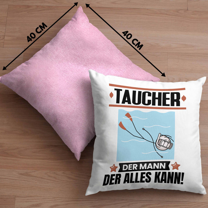 Taucher Kissen mit Füllung 40x40 Geschenk für Taucher Der Mann Der Alles Kann Geschenkidee zum Geburtstag (Grau) Rosa Trendation