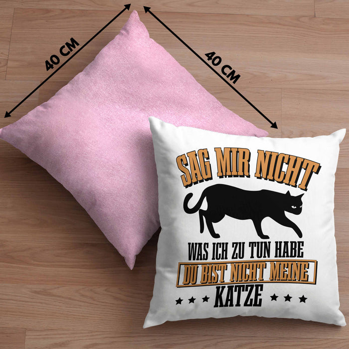Lustige Kissen mit Füllung 40x40 für Katzenbesitzer Geschenk für Katzen-Mamas (Grau) Rosa Trendation