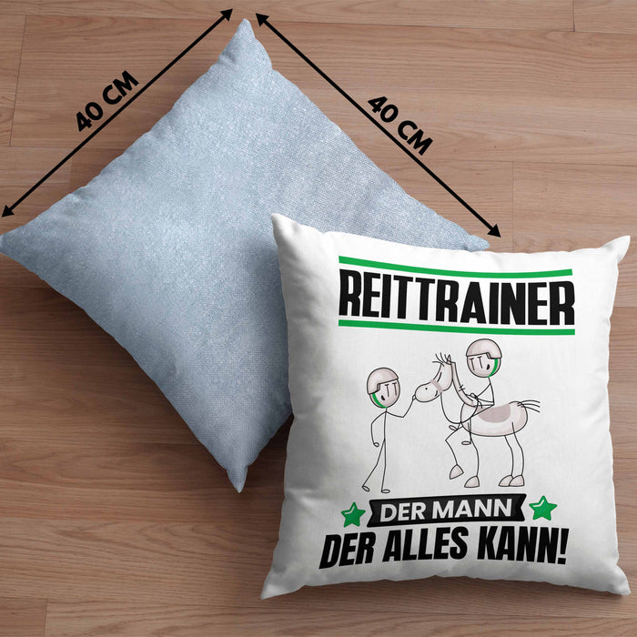 Reittrainer Kissen mit Füllung 40x40 Geschenk für Reittrainer Der Mann Der Alles Kann Geschenkidee zum Geburtstag (Grau) Blau Trendation
