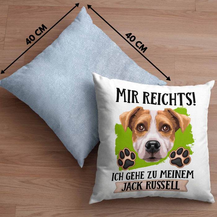 Jack Russel Besitzer Kissen mit Füllung 40x40 Geschenk Lustiger Spruch Geschenkidee Mir Reichts Ich Geh Zu Meinem Jack Russel (Grau) Blau Trendation
