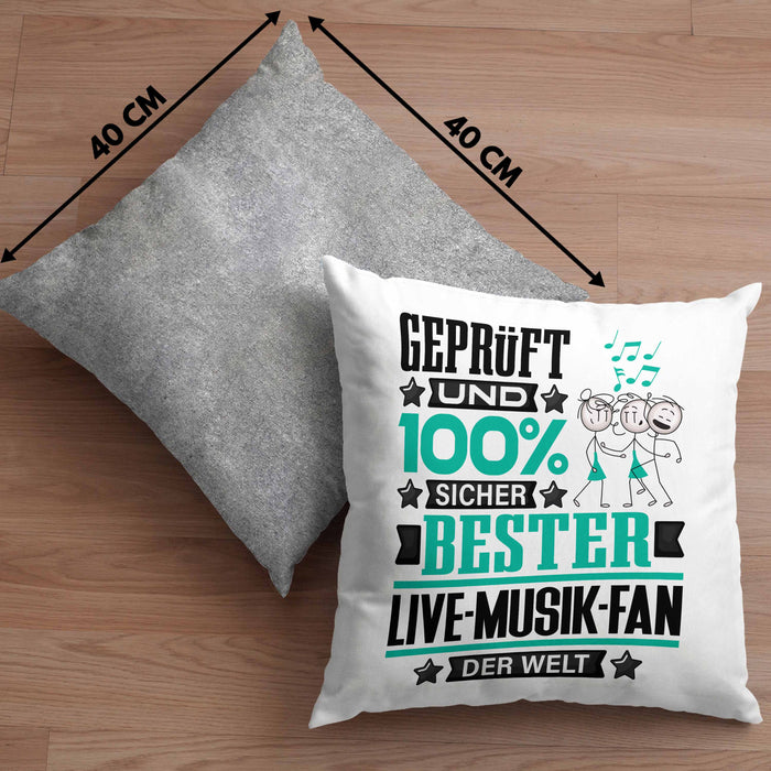 Live-Musik-Fan Geschenk Lustiger Spruch für Live-Musik-Fan Geschenkidee Bester Live-Musik-Fan Der WeltKissen mit Füllung 40x40 (Grau) Grau Trendation