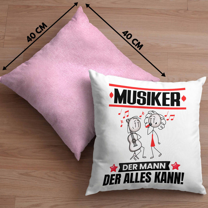 Musiker Kissen mit Füllung 40x40 Geschenk für Musiker Der Mann Der Alles Kann Geschenkidee zum Geburtstag (Grau) Rosa Trendation