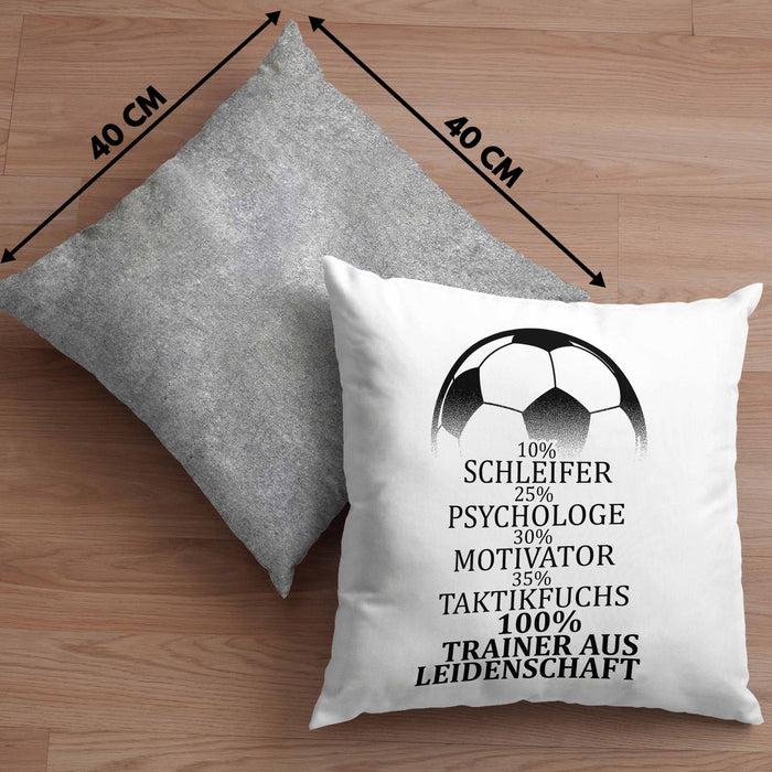 Fußballtrainer Kissen mit Füllung 40x40 Spruch Trainer Aus Leidenschaft Fußballcoach (Grau) Grau Trendation