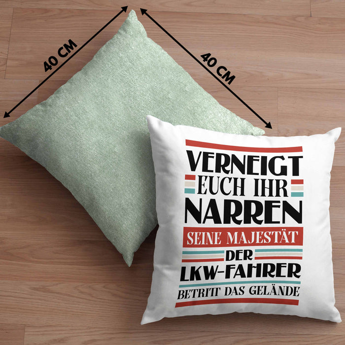 LKW Fahrer Geschenk Kissen mit Füllung 40x40 Geschenke Zubehör Lustig Mann Lkwfahrer Geschenkidee Kissen mit Füllung 40x40 mit Spruch (Grau) Grün Trendation