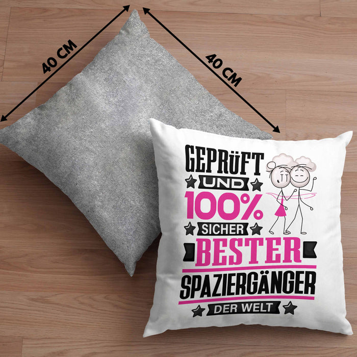 Spaziergänger Geschenk Lustiger Spruch für Spaziergänger Geschenkidee Bester Spaziergänger Der WeltKissen mit Füllung 40x40 (Grau) Grau Trendation