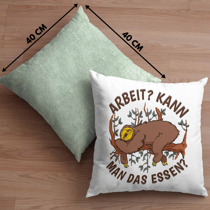 Faultier Kissen mit Füllung 40x40 Geschenk Faullenzer Arbeit Kann Man Das Essen Freundin Geschenkidee (Grau) Grün Trendation